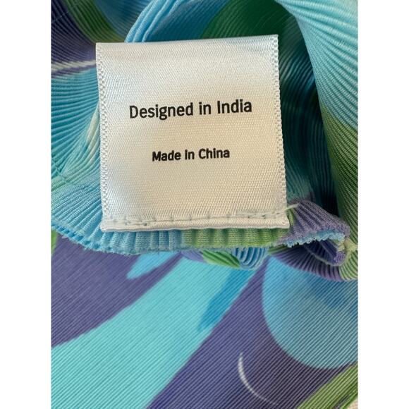 Scarlet Sage Shelly Marbled Dress Blue Purple Green Polyester Pleated 0/S Artsy - Picture 14 of 14